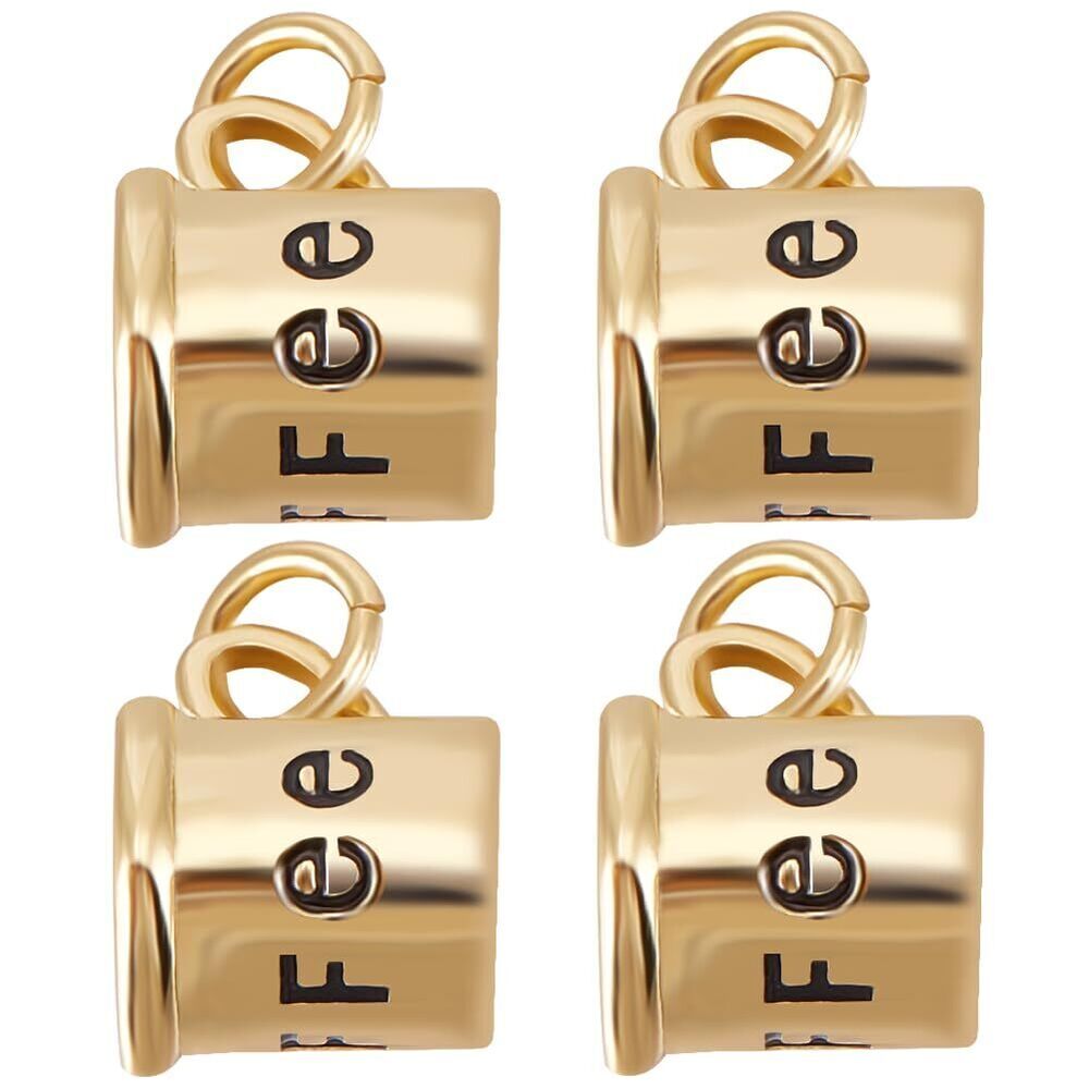 2326 1 Box 8Pcs Coffee Cup Charms 18K Gold Plated Mini Mug Pendants Charms